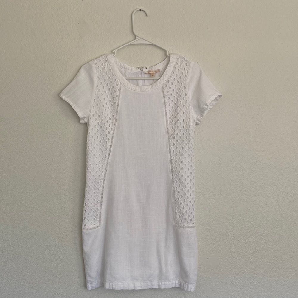 Anthropologie Skies are Blue White Linen Mini Dress